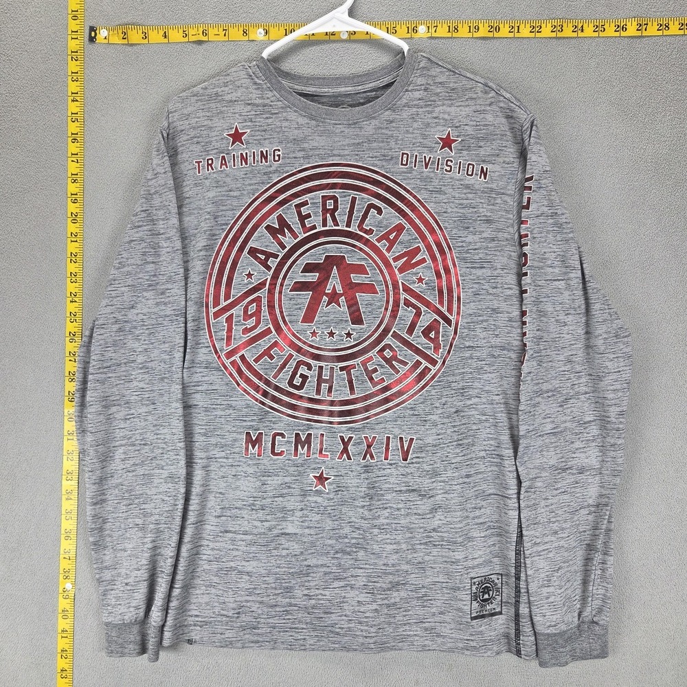 American Fighter Shirt Mens Large Gray Long Sleeve Graphic Tagless Athletic
